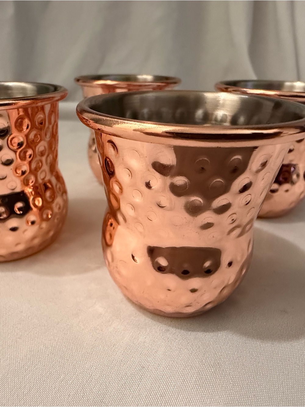 Hammered Copper Shot Cups - Set of 4